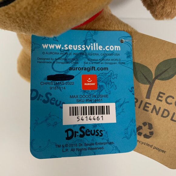 NWT Dr. Seuss Max Dood Plushie Aurora Licensed Mr Grinch Christmas Stuffed Plush - Picture 8 of 16